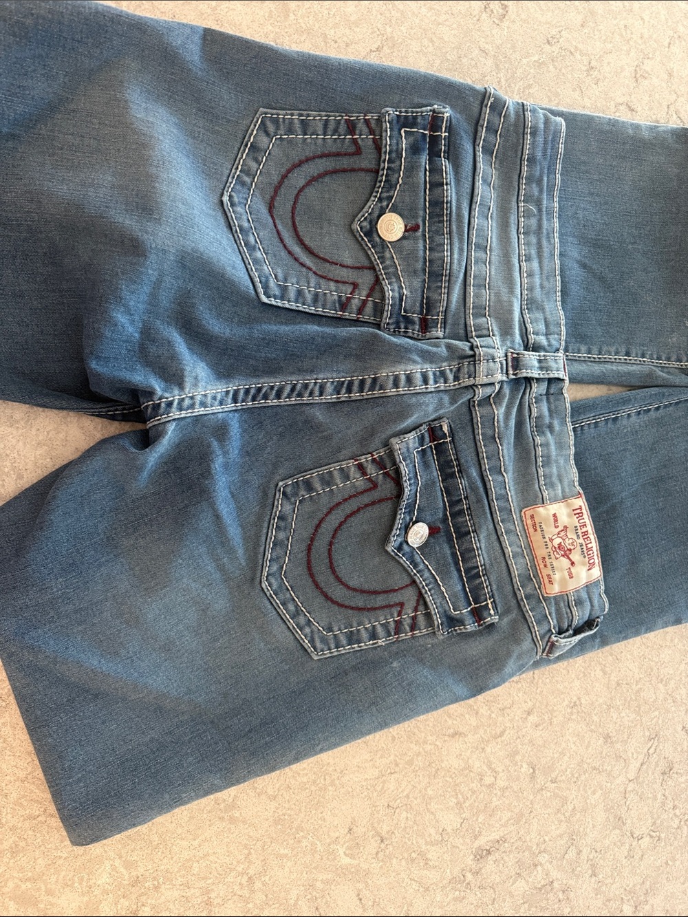 True Religion Becca Mid Rise bootcut Jeans Signature Back red Stitch - Picture 2 of 5